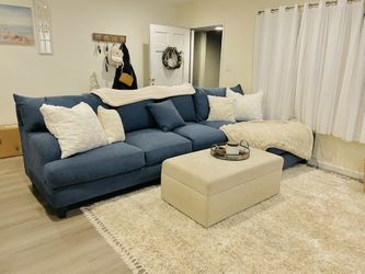NEW Comfy Blue Couch With Chaise (was $4,000)
