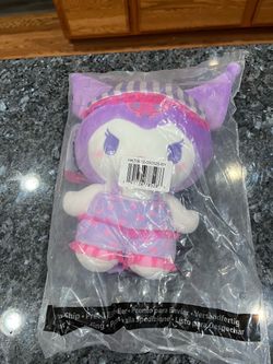 Sanrio Kuromi Plush Purple & Pink Outfit. Size approximately 10 inches long. Brand New With Tags factory sealed never opened. Smoke free home