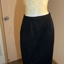 Black Wool And Nude Silk Skirt 