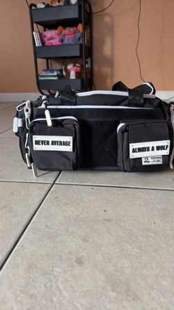 Never average always wolf duffel bag