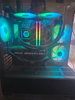 Gaming PC with curved monitor and peripherals