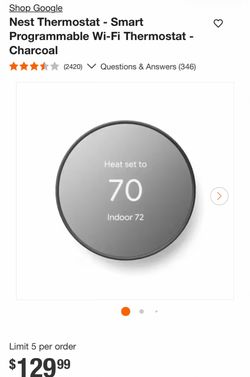 Shop Google Nest Thermostat - Smart Programmable Wi-Fi Thermostat - Charcoal
