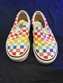Vans Classic Slip-On Rainbow Checkerboard Sneakers
