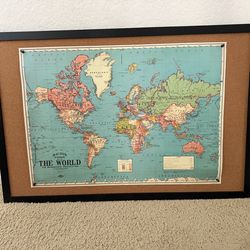 Cork board w/ world map