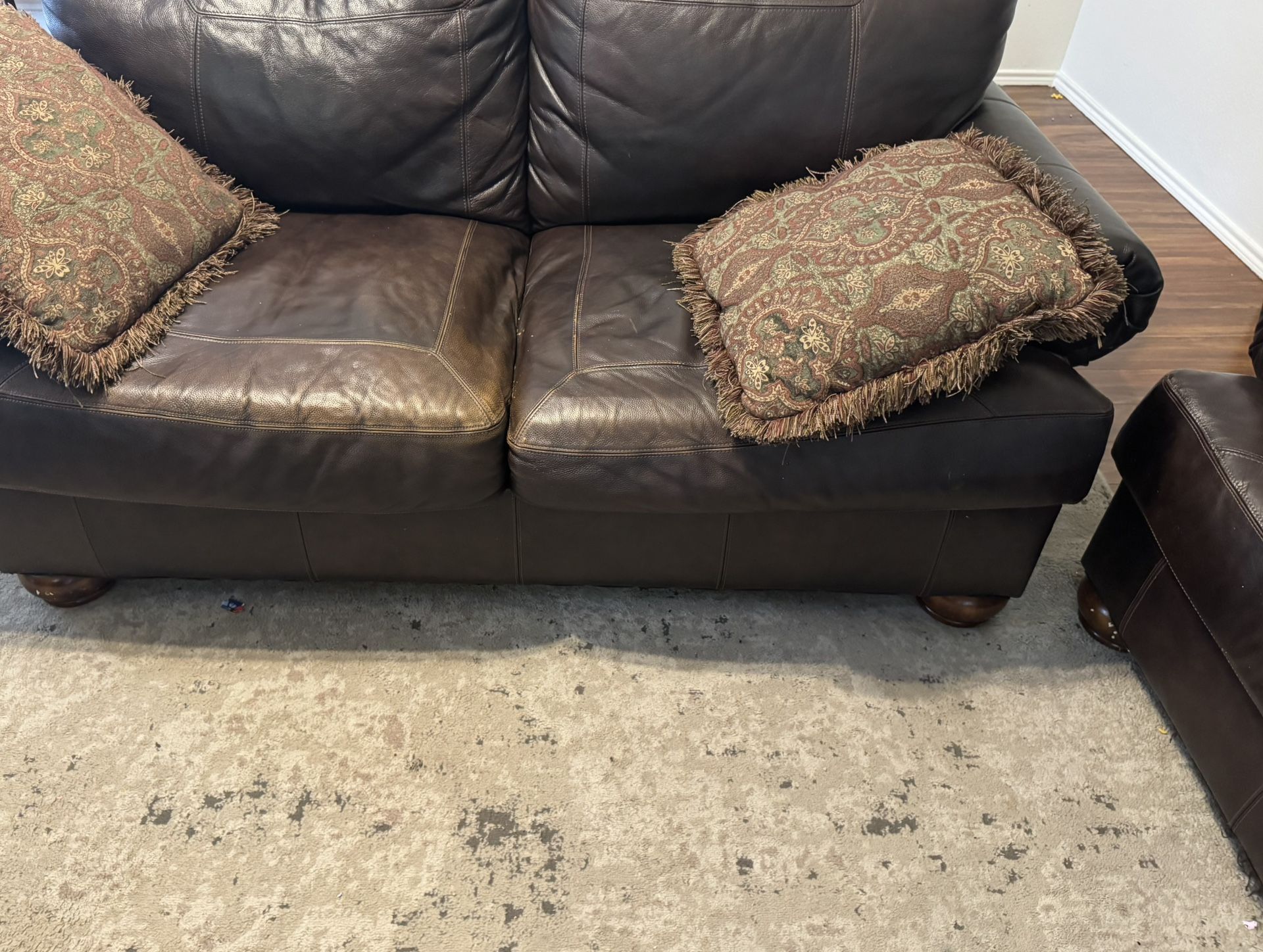 Used Leather Sofa Set. Sofa And Love Seat