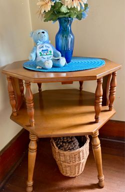 Vintage Colonial Two Tier Wooden Accent End Table