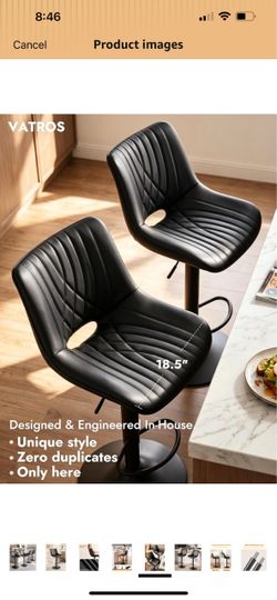 Brand-New Set of 2 Adjustable Black Bar Stools – $100 OBO