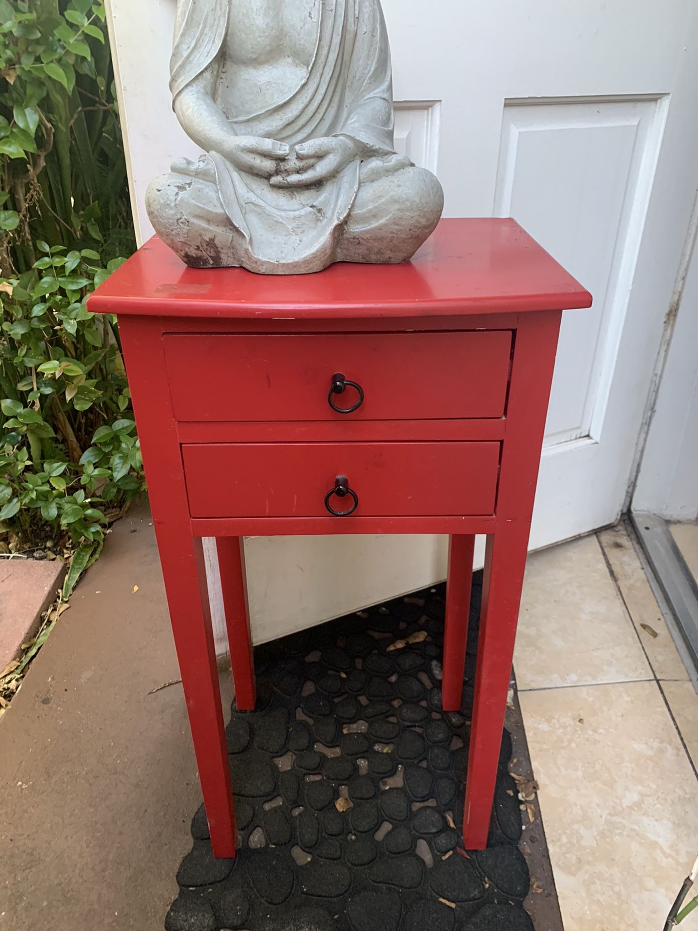 Red side table with two drawers- PICK UP ONLY