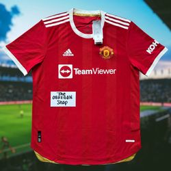 ADIDAS MANCHESTER UNITED HOME AUTHENTIC SOCCER FOOTBALL JERSEY 2021/22 MENS SIZE LARGE RED WHITE NEW