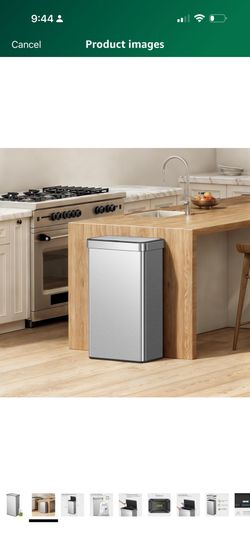 Eco 47 LStainless Steel Trash Can, Hands-Free Motion Sensor Lid, Durable, Fingerprint-Resistant, Easy to Clean, K-23825-ST