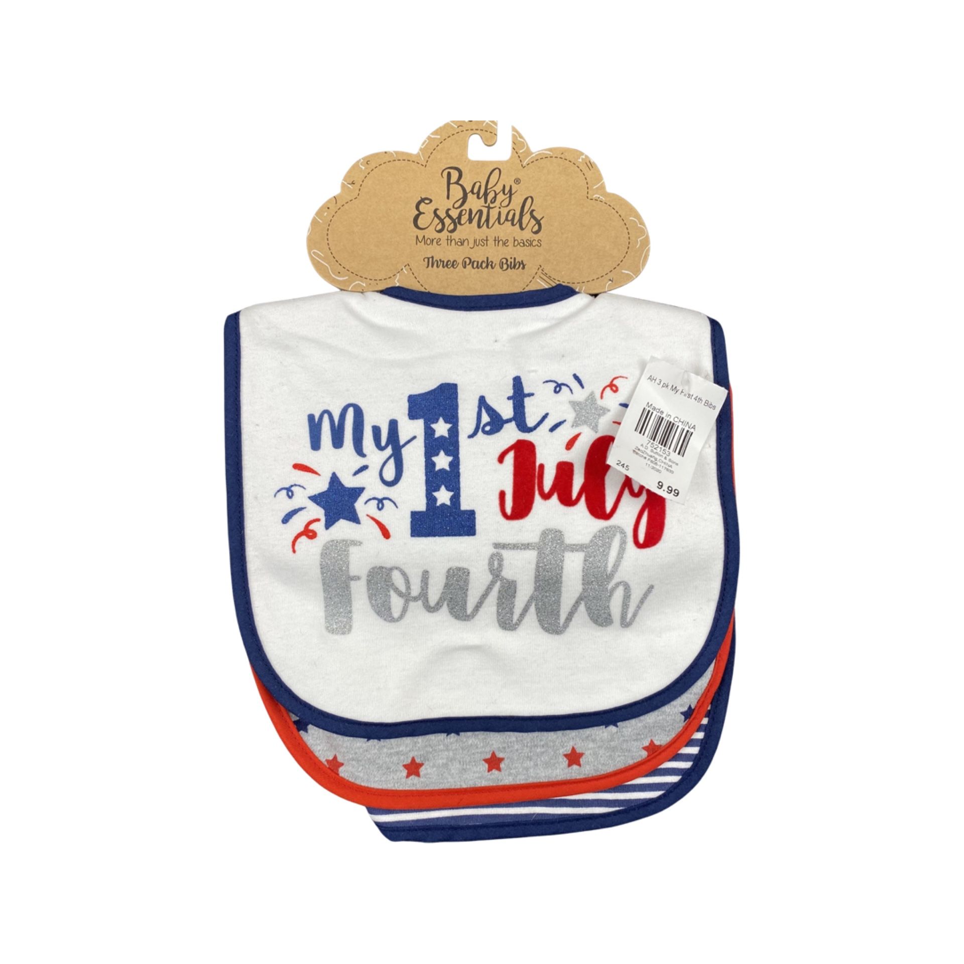 Set of (3) 0 – 3 Months Fourth of July Bibs