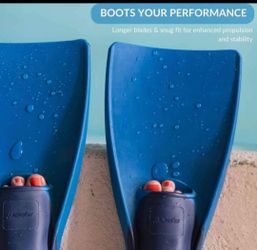 Blue Swim Fins with Long Blade Design