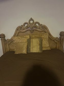 Complete Michael Amini for AICO King Bedroom Set w/ Real Marble tops (6 Pcs)
