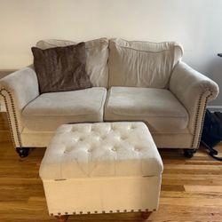 Two Seater Sofa With Small Ottoma