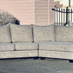 Large Gray Neutral Cuddler Sectional Couch Sofa (Delivery Available)