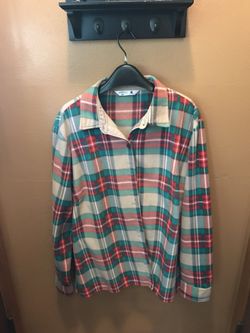 Women XL Plaid Fleece button up