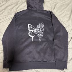 Black Flower Butterfly Hoodie