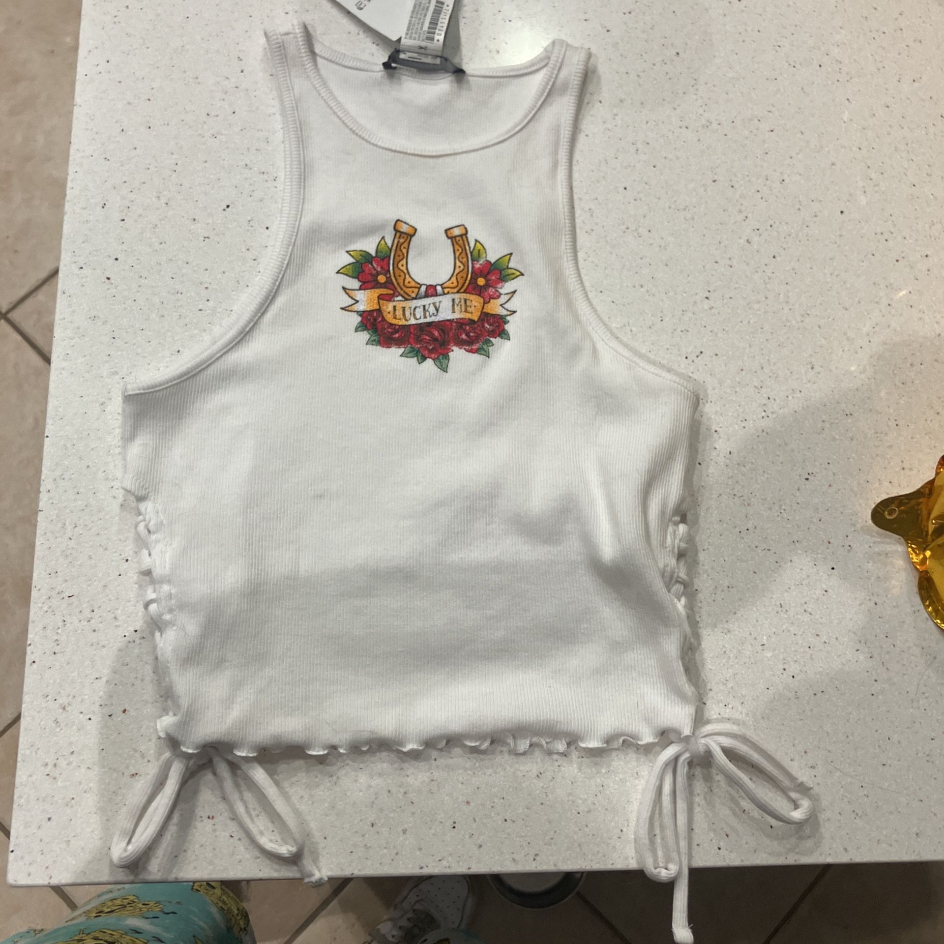 Forever 21 - Lucky Me Cropped Tank Top - NEVER BEEN WORM