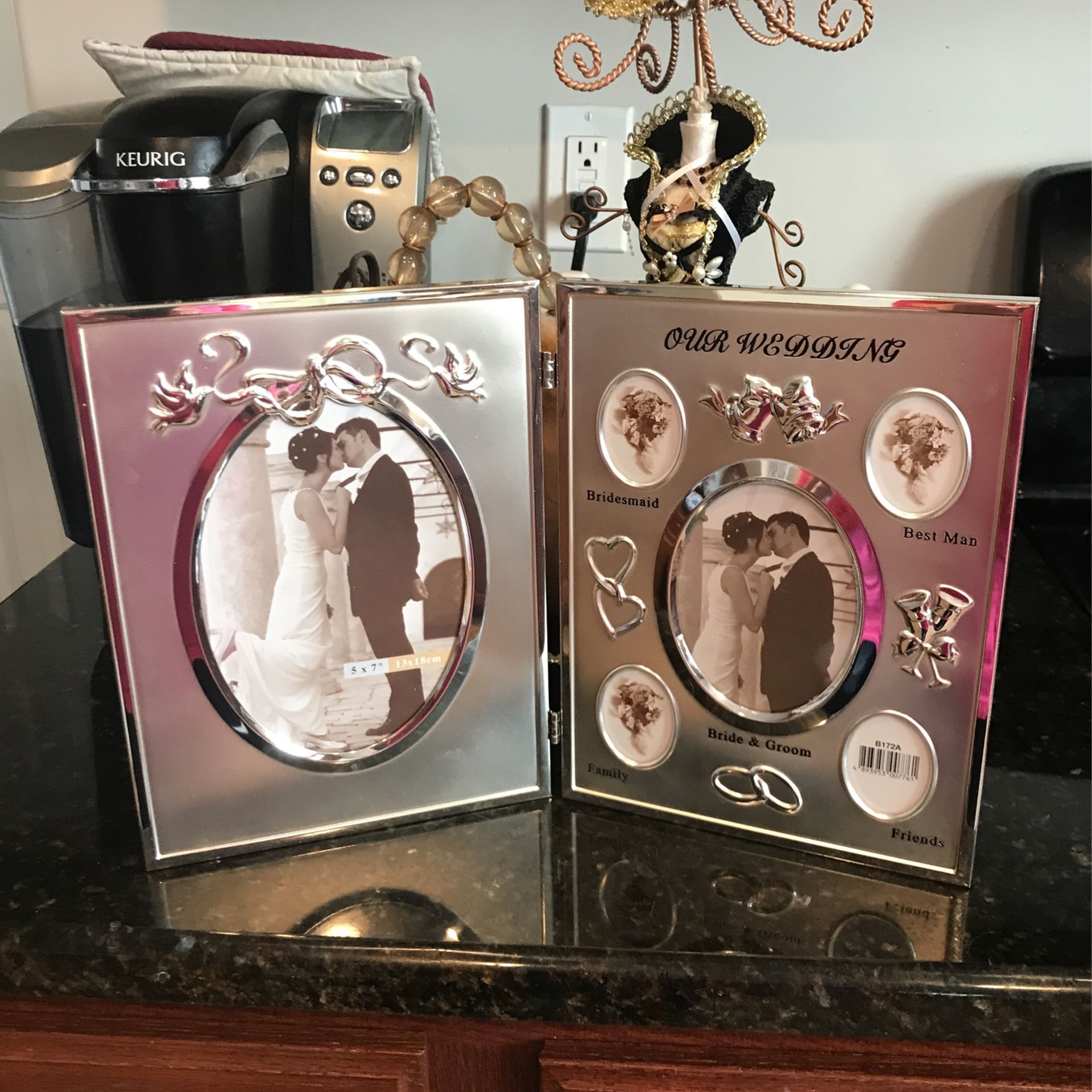 Beautiful ! Silver Double Wedding Picture Frame 