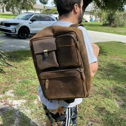 Raw Buffalo Leather Backpack 