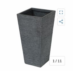 LuxenHome Gray MgO Tall Tapered Square Planter