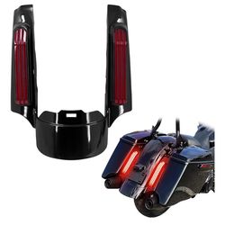 Motorcycle LED Rear Fender Extension Fascia Mudguard with Turn Signals Brake Running Lights
