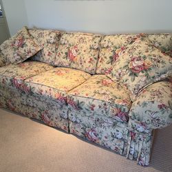 Beautifully patterned sofa.