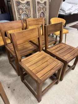 Set of  4 High End Pottery Barn Gorgeous solid teak wood dining chairs - Excellent Condition  - Retail: $1299