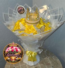 Eternal Ribbon Rose Bouquet with gift box centerpiece
