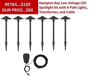 Hampton Bay Low Voltage LED Pathway light Kit with 6-Path Lights, Transformer, and Cable