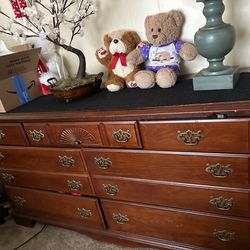 Antique Brown Wood Dresser 