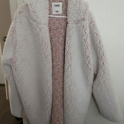 Victoria’s Secret PINK Sherpa Hooded Cardigan - Cream/Blush - XL

