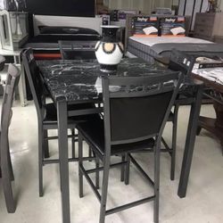 Olney Faux Marble Top 5-Piece Counter Height Set (Dining table and Chairs