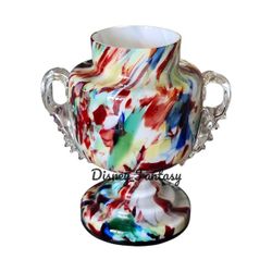 Antique Bohemian Spatter Glass Trophy Vase Franz Welz Cased Glass Harlequin 5”
