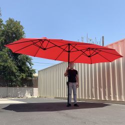 $95 (New) Large 15 ft double sided umbrella outdoor patio garden yard (weight base not included) 
