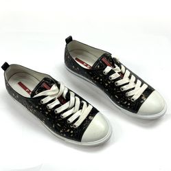 Prada Womens Sneakers 36.5 EU - US 6.5 Black White & Tan Laser Cut Clean
