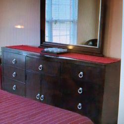 Dresser With Mirror And One Nightstand 