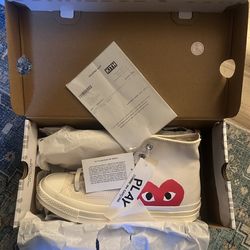 NEW Comme des Garcons White Converse Chuck Hi Mens 8 Womens 10