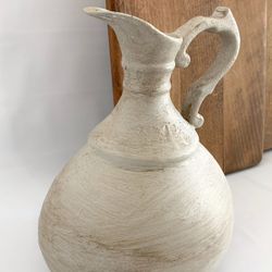 Rustic Hand painted Stone Inspired Italian Pitcher 