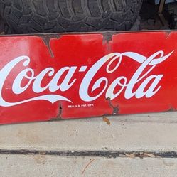 Vintage Coca Cola Porcelain 45X16 Sign