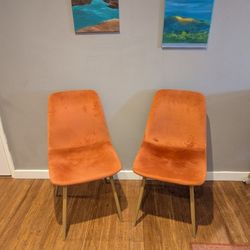 4 Velvet Chairs - Burnt Orange