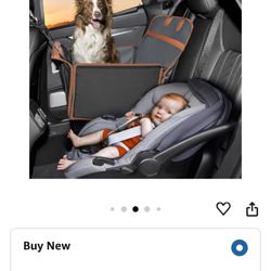 MIXJOY Hard Bottom Dog Car Seat for Medium Dogs, PU Leather Large & Small Dog Car Seat Cover for Back Seat, Dog Travel Car Bed with Washable Removable