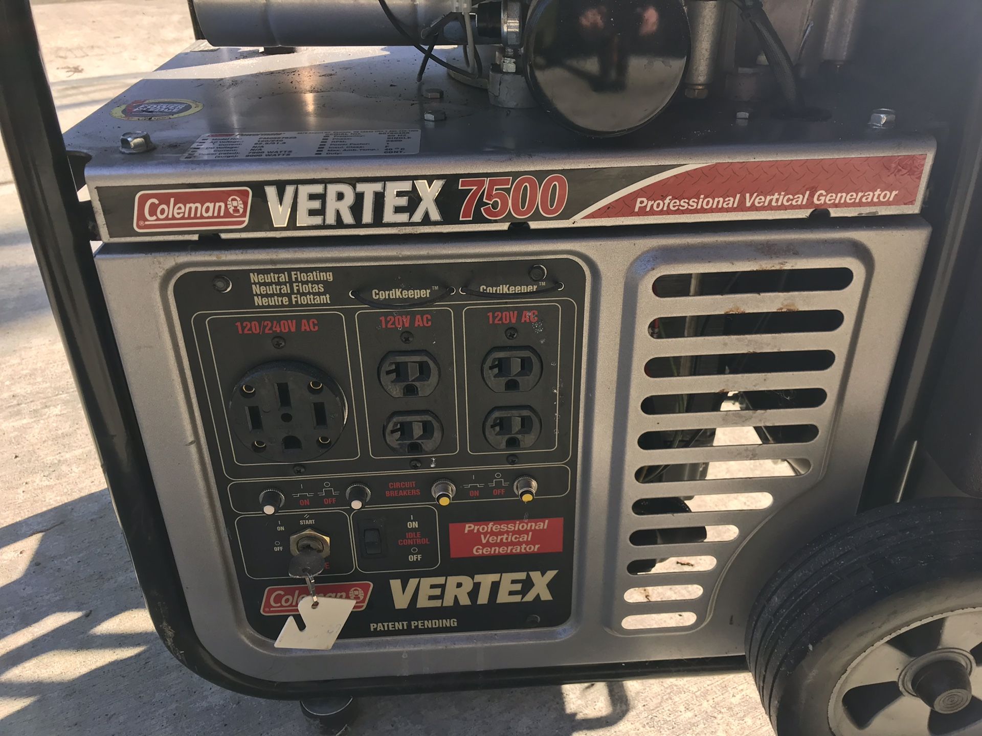 Coleman Vertex 7500 professional vertical generator
