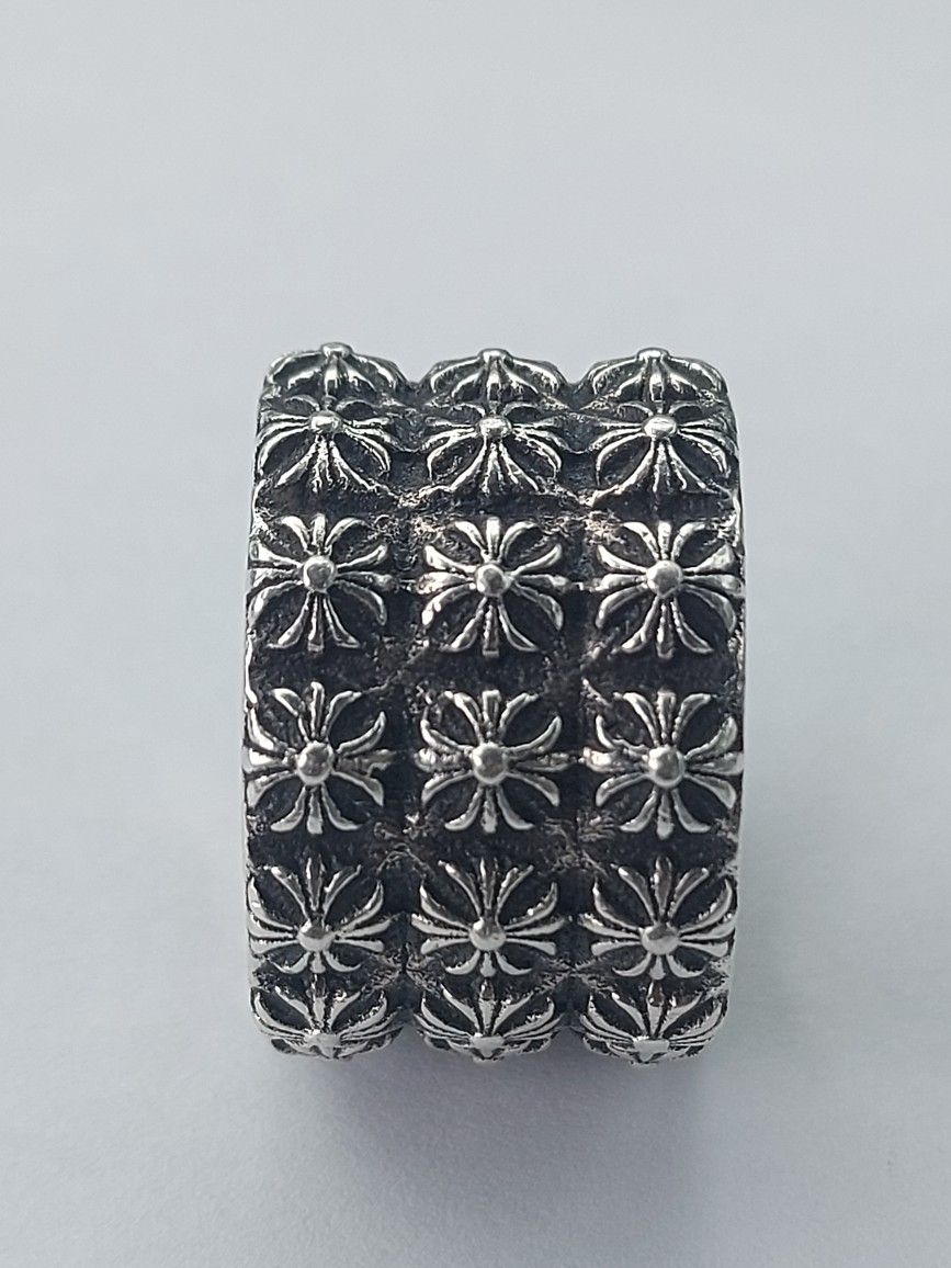 Chrome Hearts Three Row Sterling Silver Pete punk Ring for Sale in