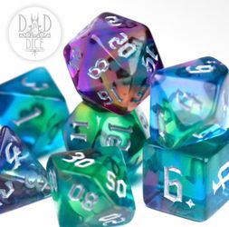 King of Crits Alluring Aurora 7pc RPG Dice Set Bottle
