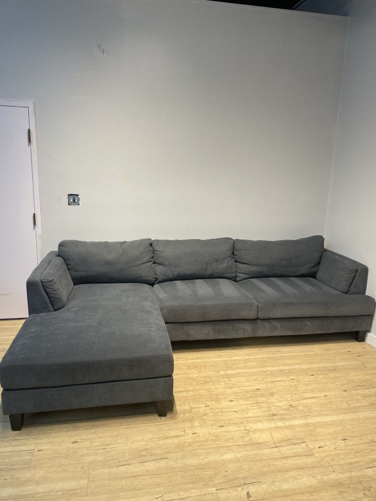 Dark Gray Sectional Sofa Couch with Ottoman