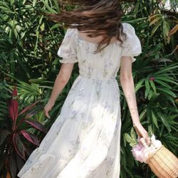 Floral Print Ruffle Hem Dress(Size M)