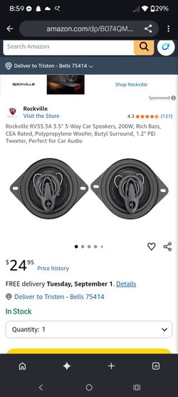 1 rockville 3.5 inch 3 way 30 watts rms 4 ohm