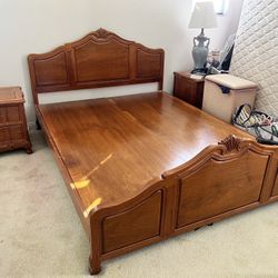 Queen Bed frame Dresser Nightstand Bedside Cabinet Wood