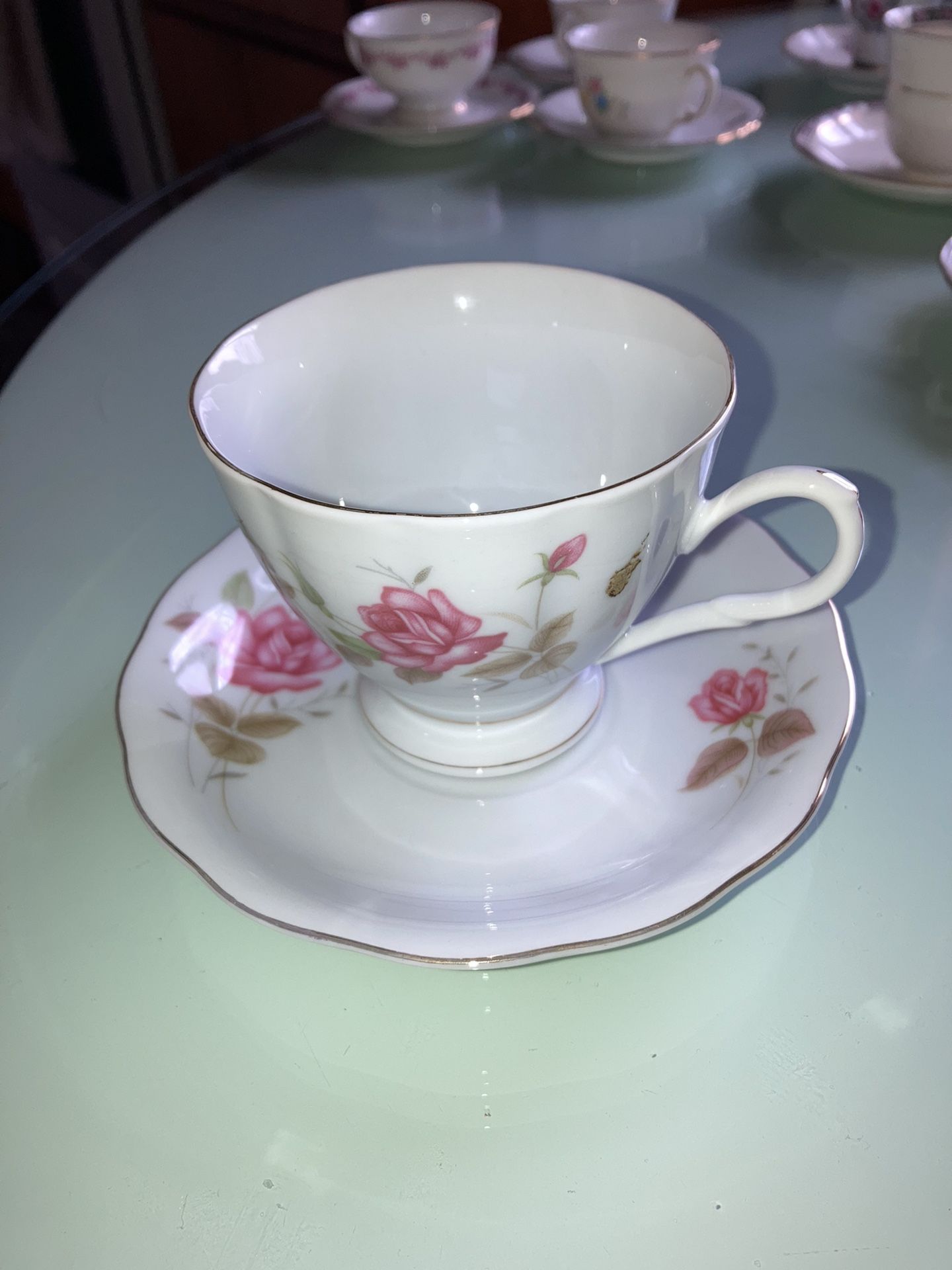 Bone China Pink Rose Tea Cup And Saucer